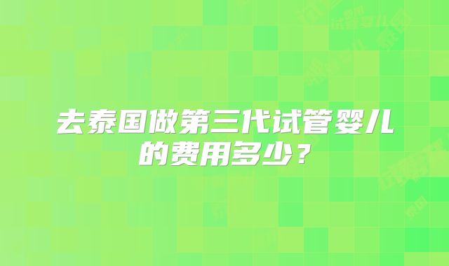 去泰国做第三代试管婴儿的费用多少？