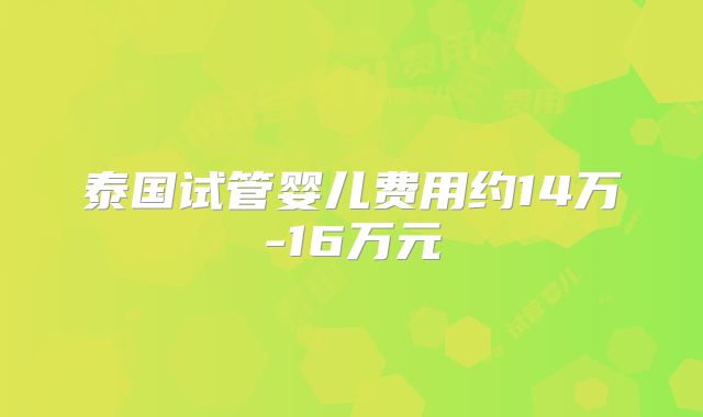 泰国试管婴儿费用约14万-16万元