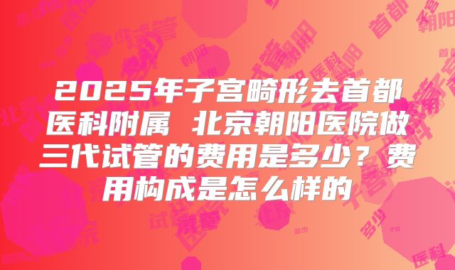 2025年子宫畸形去首都医科附属 北京朝阳医院做三代试管的费用是多少？费用构成是怎么样的