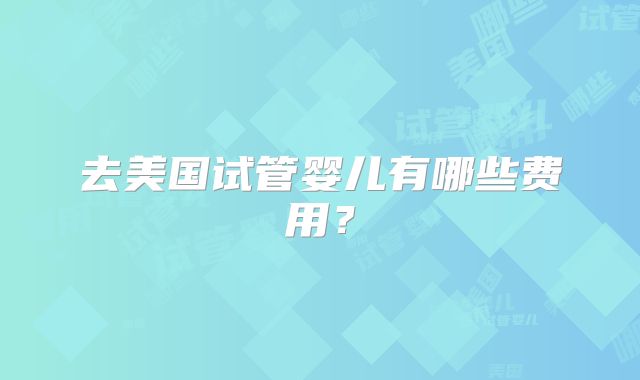 去美国试管婴儿有哪些费用？