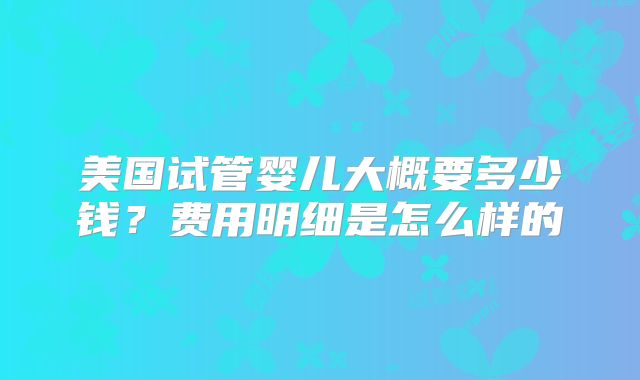 美国试管婴儿大概要多少钱？费用明细是怎么样的