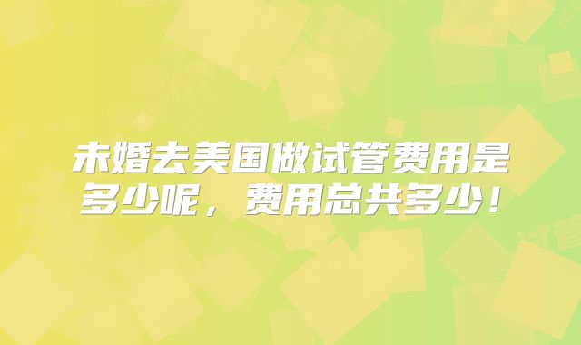 未婚去美国做试管费用是多少呢,费用总共多少!