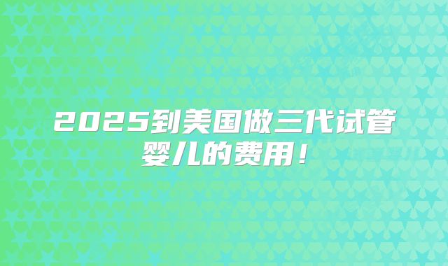 2025到美国做三代试管婴儿的费用!