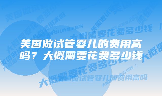 美国做试管婴儿的费用高吗？大概需要花费多少钱