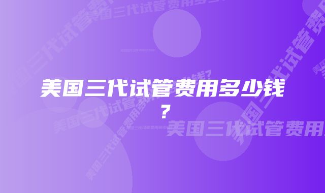 美国三代试管费用多少钱？