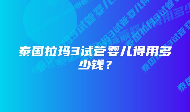 泰国拉玛3试管婴儿得用多少钱？