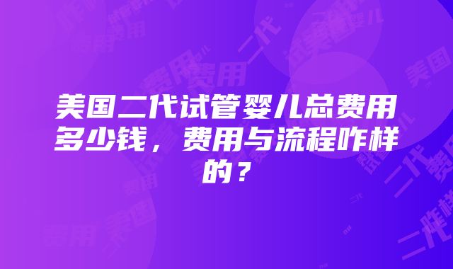 美国二代试管婴儿总费用多少钱，费用与流程咋样的？