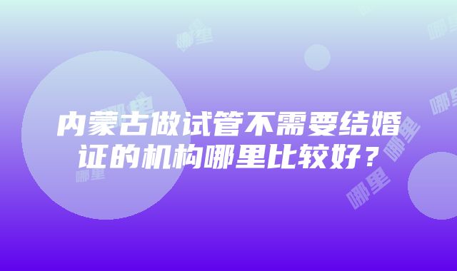 内蒙古做试管不需要结婚证的机构哪里比较好？