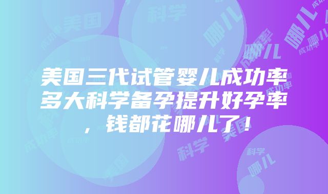 美国三代试管婴儿成功率多大科学备孕提升好孕率，钱都花哪儿了！