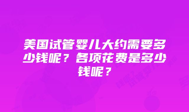 美国试管婴儿大约需要多少钱呢？各项花费是多少钱呢？