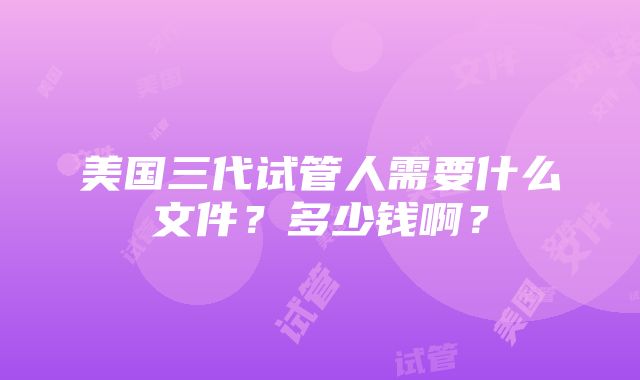 美国三代试管人需要什么文件？多少钱啊？