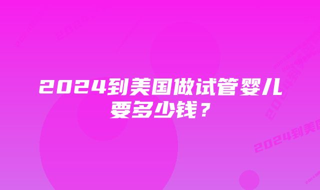 2024到美国做试管婴儿要多少钱？