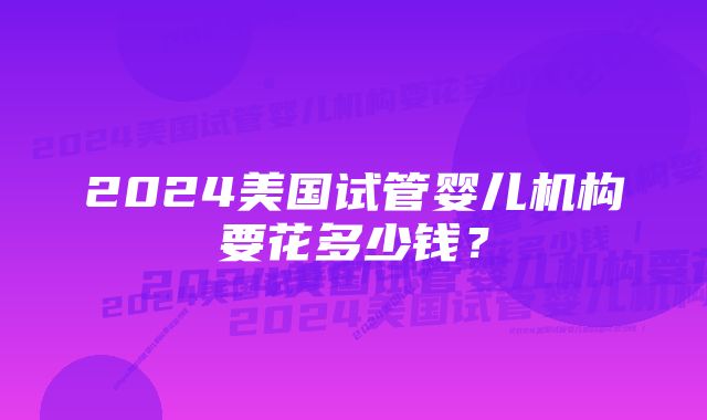 2024美国试管婴儿机构要花多少钱？