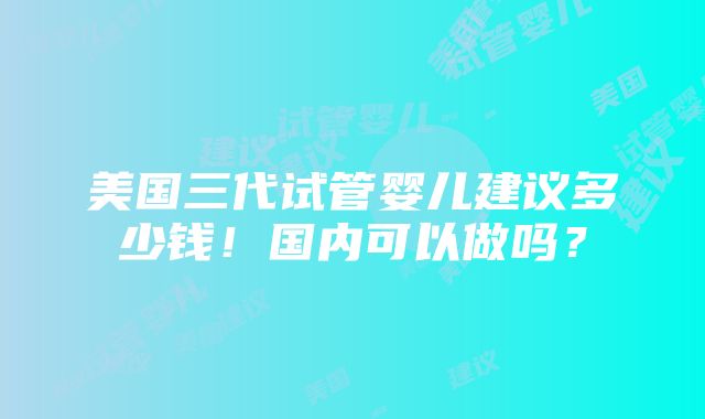 美国三代试管婴儿建议多少钱！国内可以做吗？