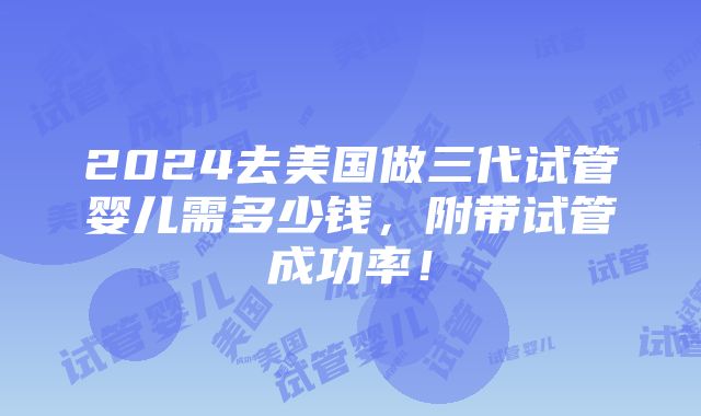 2024去美国做三代试管婴儿需多少钱，附带试管成功率！