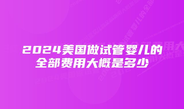 2024美国做试管婴儿的全部费用大概是多少