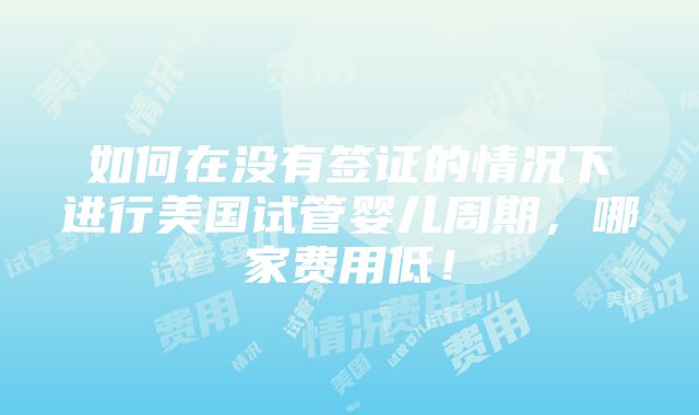 如何在没有签证的情况下进行美国试管婴儿周期，哪家费用低！