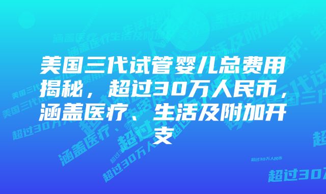 美国三代试管婴儿总费用揭秘，超过30万人民币，涵盖医疗、生活及附加开支