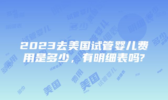 2023去美国试管婴儿费用是多少，有明细表吗?