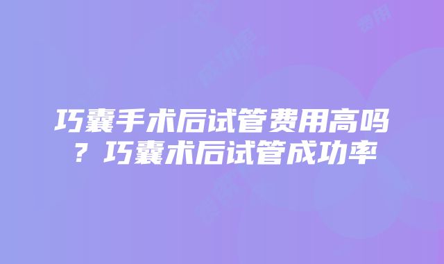 巧囊手术后试管费用高吗？巧囊术后试管成功率