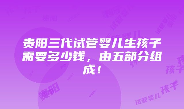 贵阳三代试管婴儿生孩子需要多少钱，由五部分组成！