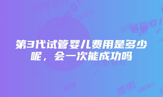 第3代试管婴儿费用是多少呢，会一次能成功吗