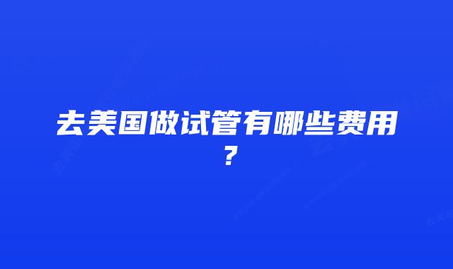 去美国做试管有哪些费用？