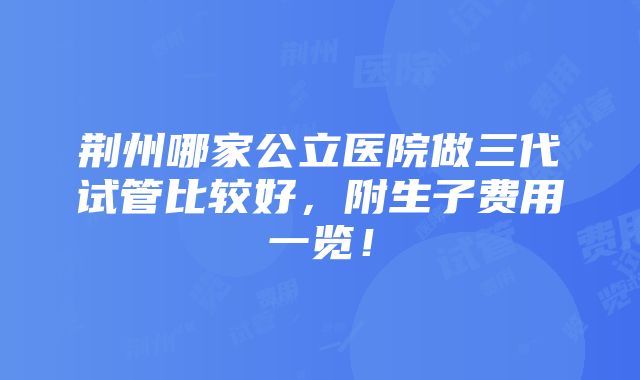 荆州哪家公立医院做三代试管比较好，附生子费用一览！