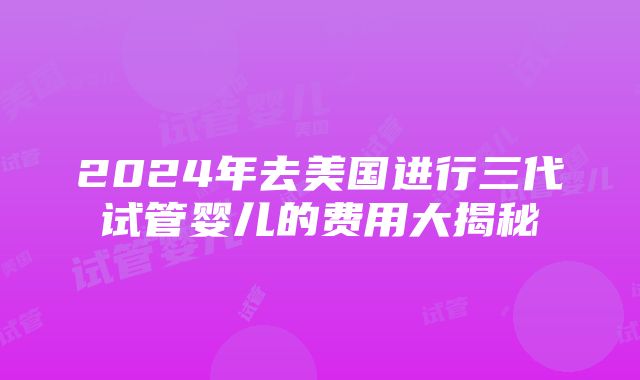 2024年去美国进行三代试管婴儿的费用大揭秘