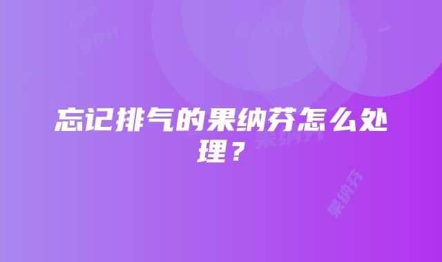 忘记排气的果纳芬怎么处理？