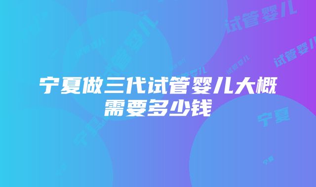 宁夏做三代试管婴儿大概需要多少钱