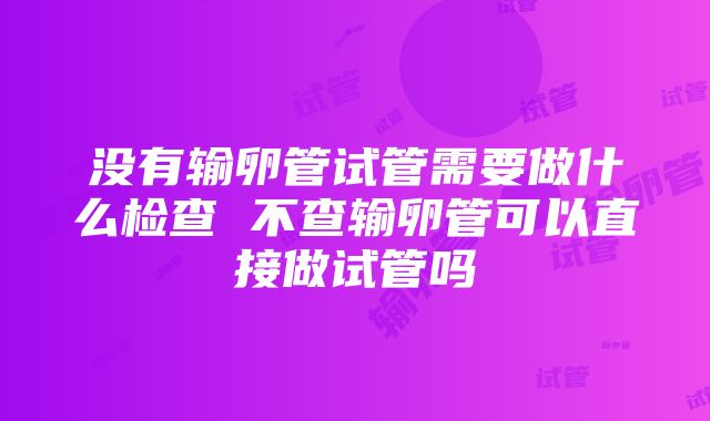 没有输卵管试管需要做什么检查 不查输卵管可以直接做试管吗