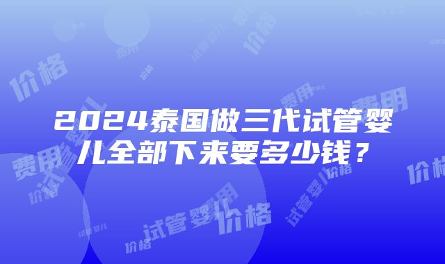 2024泰国做三代试管婴儿全部下来要多少钱？