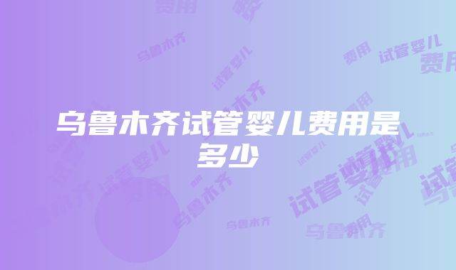 乌鲁木齐试管婴儿费用是多少