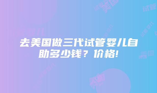 去美国做三代试管婴儿自助多少钱？价格!