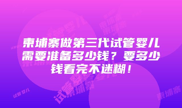 柬埔寨做第三代试管婴儿需要准备多少钱？要多少钱看完不迷糊！