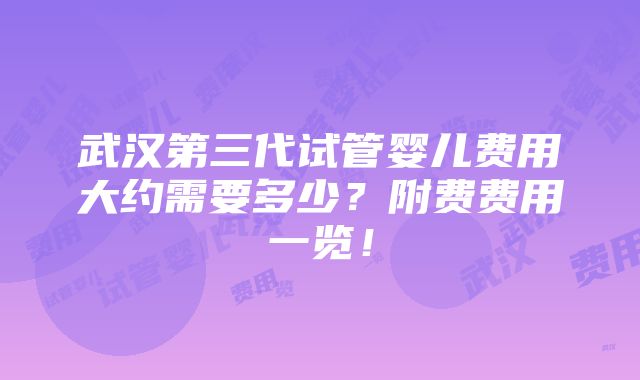 武汉第三代试管婴儿费用大约需要多少？附费费用一览！