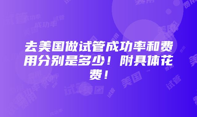 去美国做试管成功率和费用分别是多少！附具体花费！