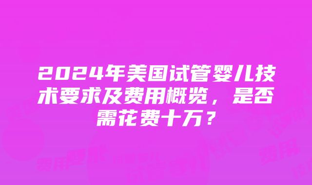 2024年美国试管婴儿技术要求及费用概览，是否需花费十万？