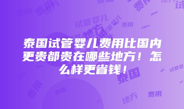 泰国试管婴儿费用比国内更贵都贵在哪些地方！怎么样更省钱！