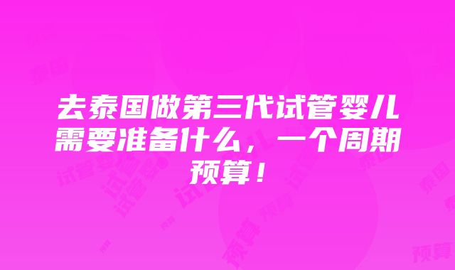 去泰国做第三代试管婴儿需要准备什么，一个周期预算！