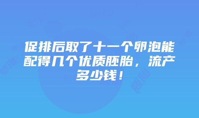 促排后取了十一个卵泡能配得几个优质胚胎，流产多少钱！