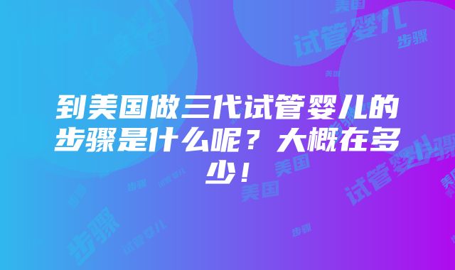 到美国做三代试管婴儿的步骤是什么呢？大概在多少！