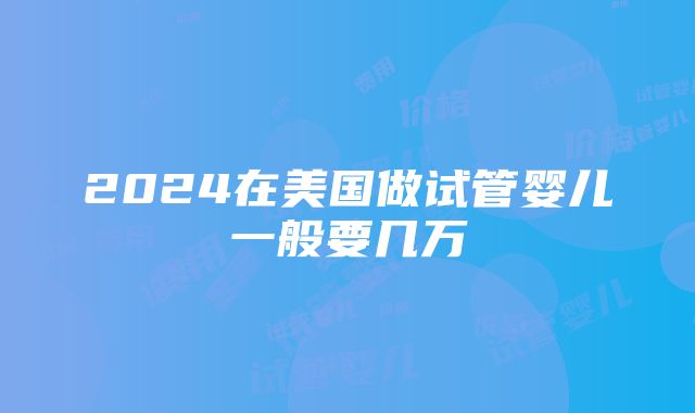 2024在美国做试管婴儿一般要几万