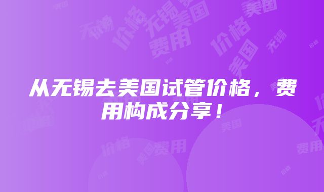 从无锡去美国试管价格，费用构成分享！