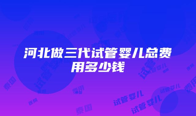 河北做三代试管婴儿总费用多少钱