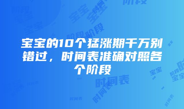 宝宝的10个猛涨期千万别错过，时间表准确对照各个阶段