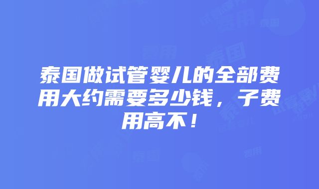 泰国做试管婴儿的全部费用大约需要多少钱，子费用高不！