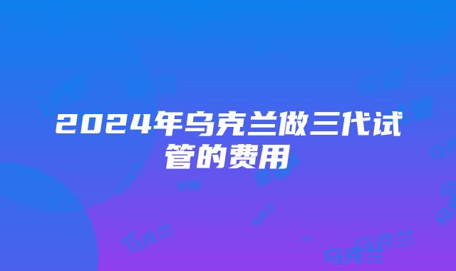 2024年乌克兰做三代试管的费用