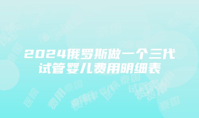 2024俄罗斯做一个三代试管婴儿费用明细表